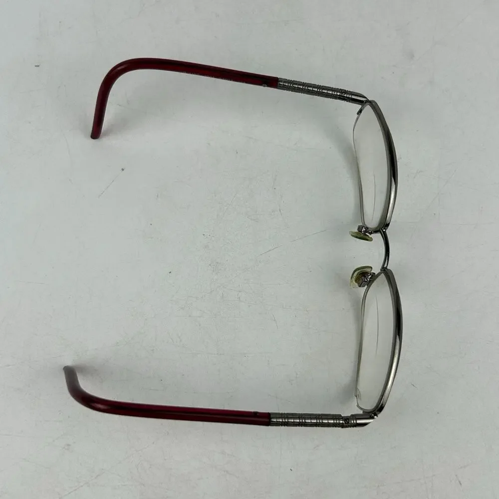 Burberry Eyeglasses B‎ 1157 1003 Size 52-17-135 Silver Maroon Rectangle Frames